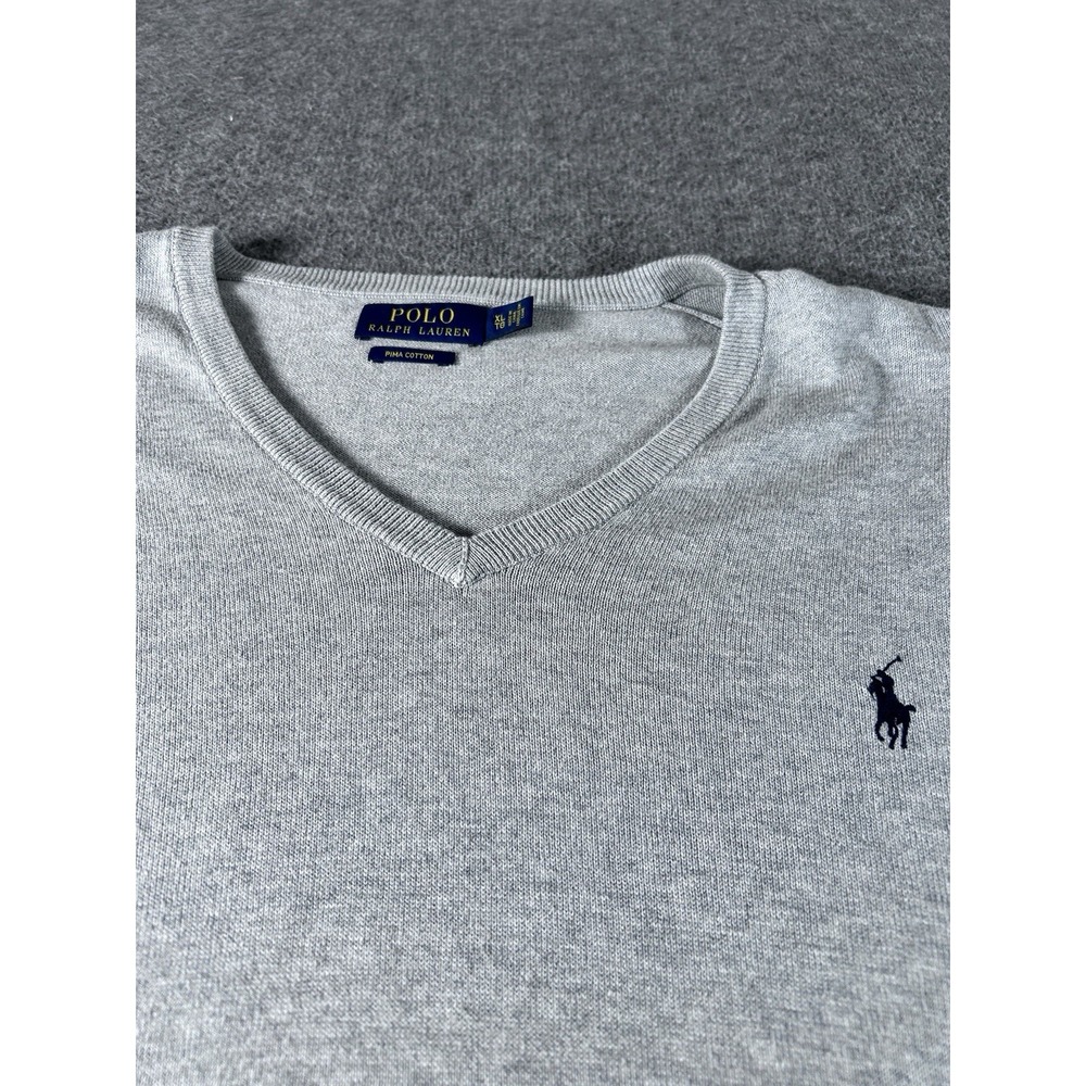 Polo Ralph Lauren Sweater Mens XL Pima Cotton Heather V Neck Pony Logo Pullover - Picture 2 of 7